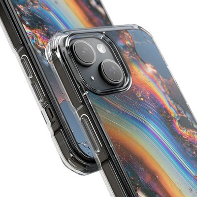 Prismatic Aura Flow · Clear Impact Magnetic Phone Case for iPhone · Blue