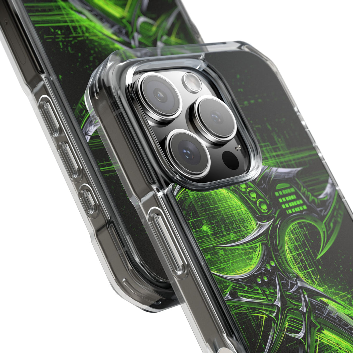 Cyber Sigil Grid · Clear Impact Magnetic Phone Case for iPhone · Green