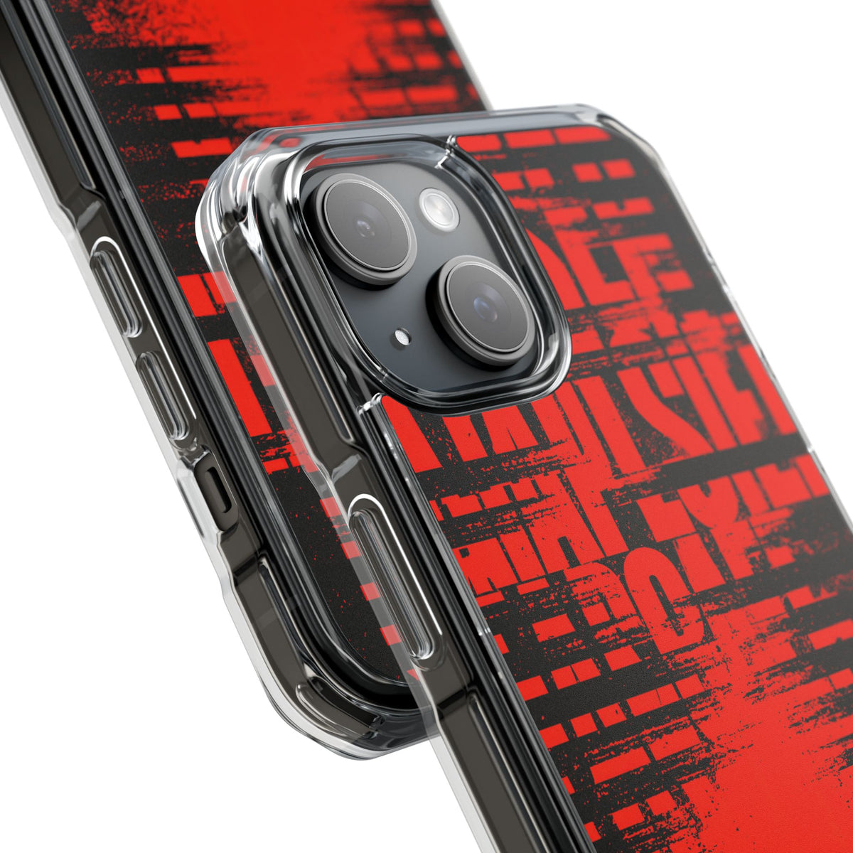 Crimson Redaction · Clear Impact Magnetic Phone Case for iPhone ·  Black