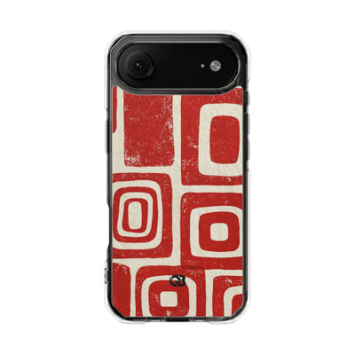 Vermilion Block Motif · Clear Impact Magnetic Phone Case for iPhone · Red