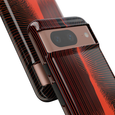 Red Tough Phone Case for Google Pixel - Crimson Frequency Pulse