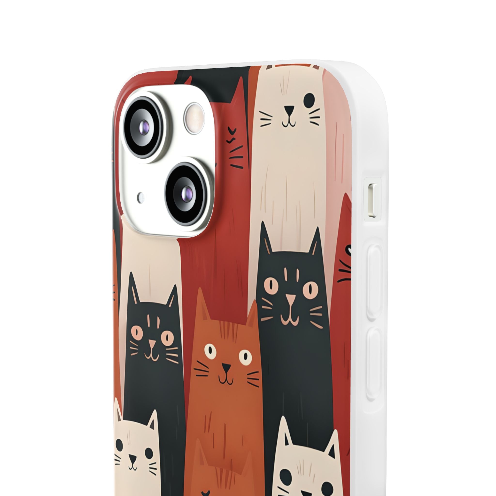 Elongated Cats Black iPhone 13 mini Case - Soft
