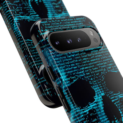 Cyan Glitch Skull · Tough Phone Case for Google Pixel