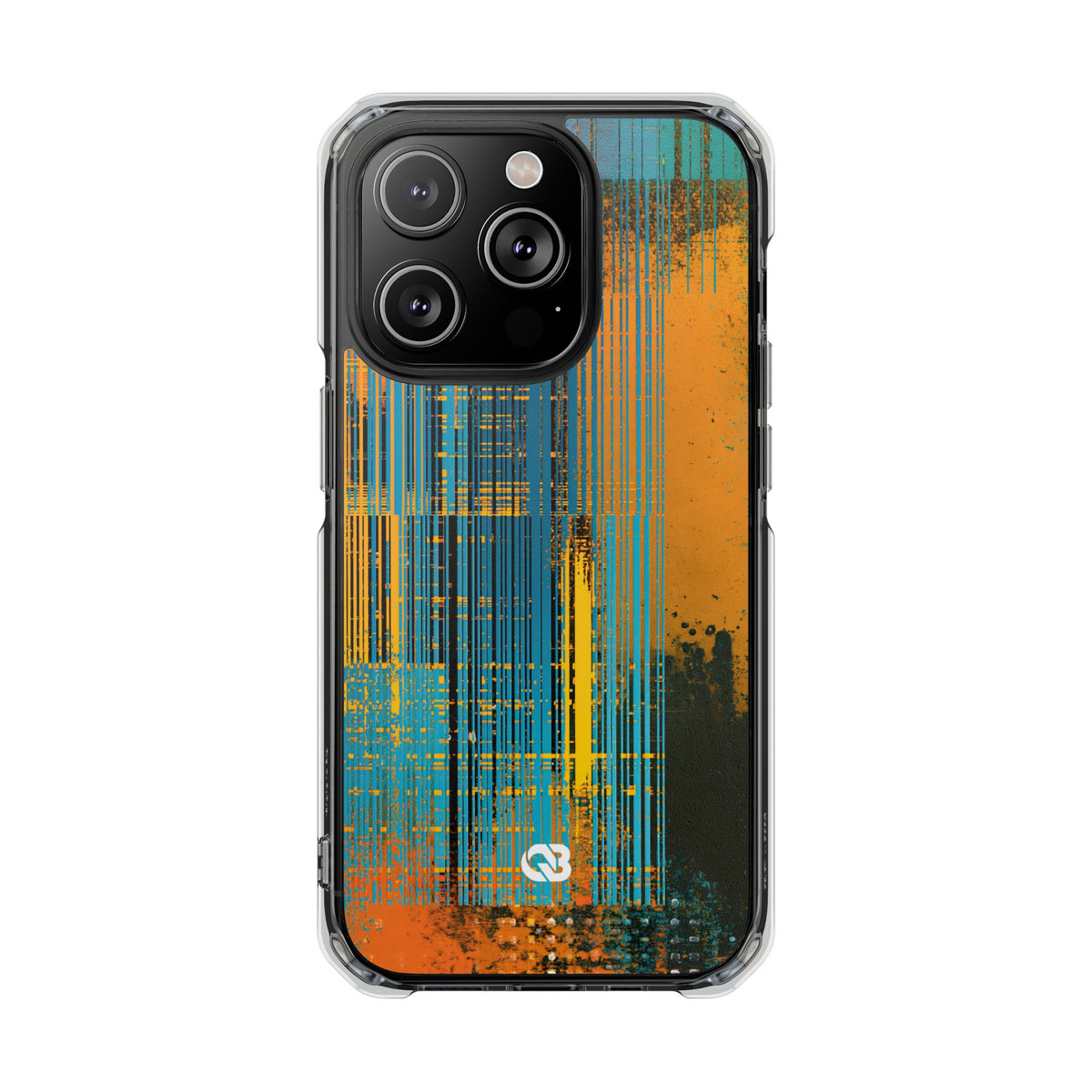 Cyber Glitch Stream · Clear Impact Magnetic Phone Case for iPhone · Teal