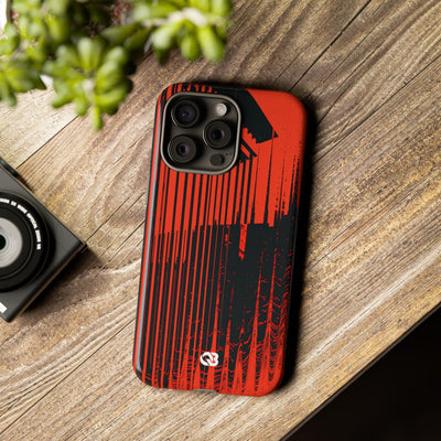 Red Tough Phone Case for iPhone - Crimson Brutalist Distortion