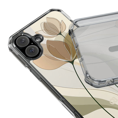 Beige Impact MagSafe Phone Case for iPhone - Muted Ochre Petals