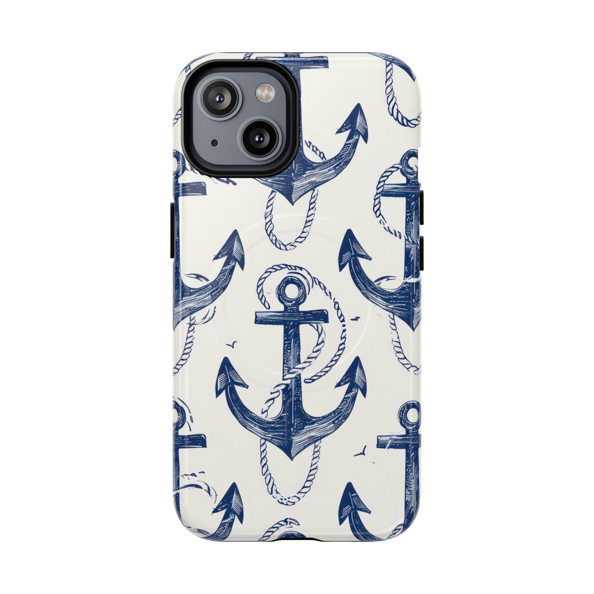 Navy Anchor Loop iPhone 14 Case - Tough+