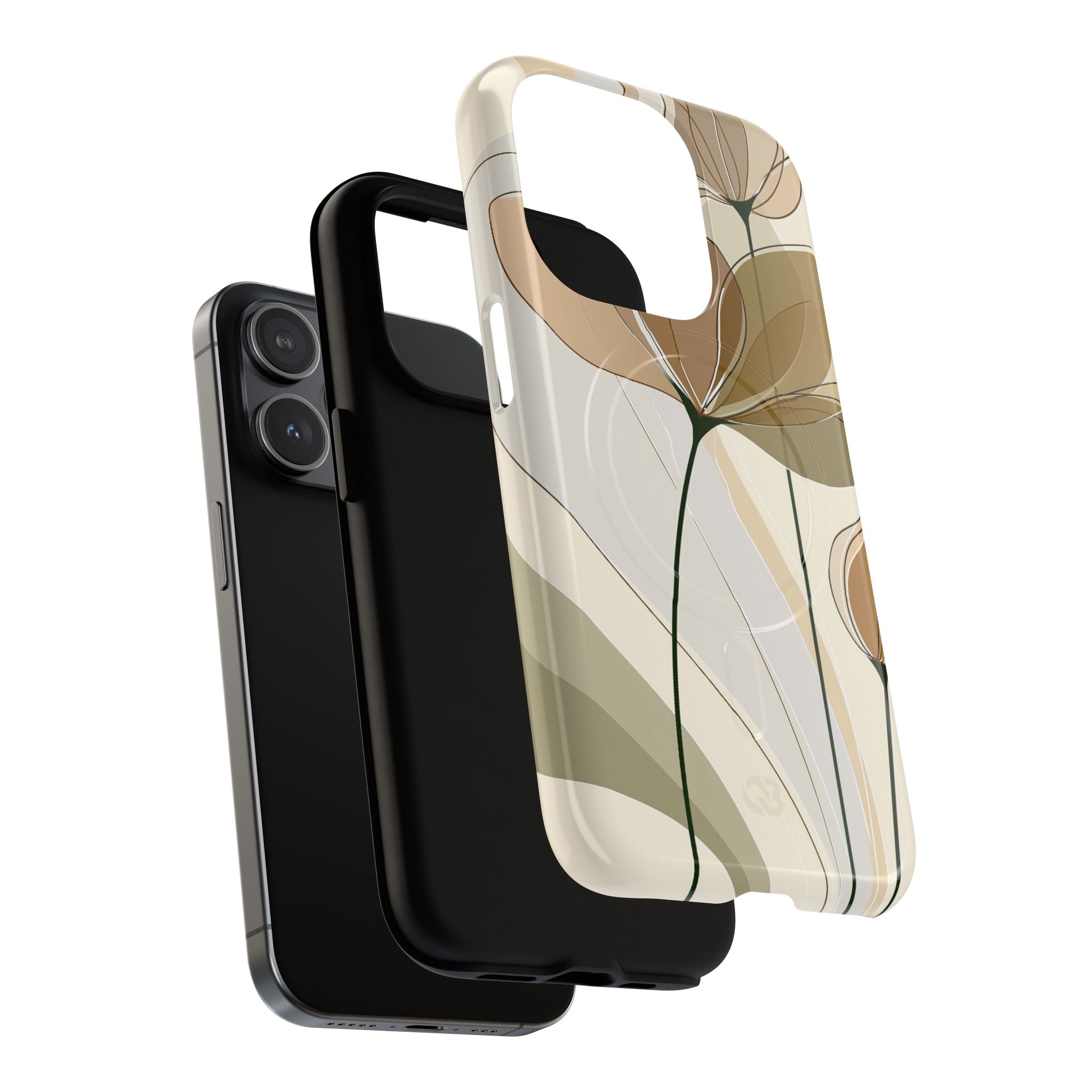 Beige Tough 2.0 Magsafe Phone Case for iPhone - Muted Ochre Petals