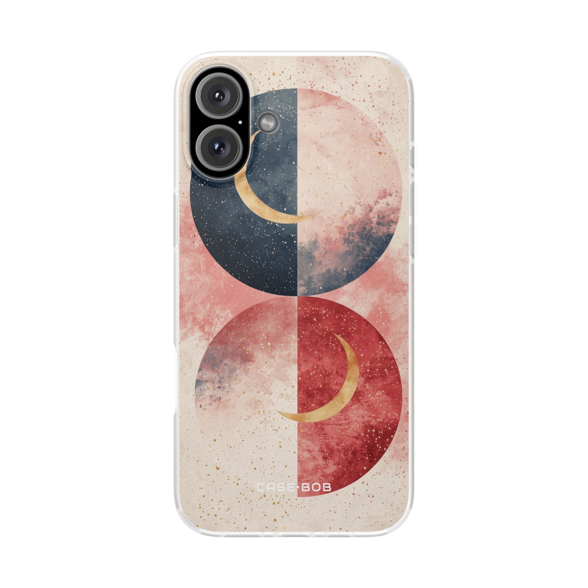 Golden Crescent Circles iPhone 16 Plus Cover - Blød