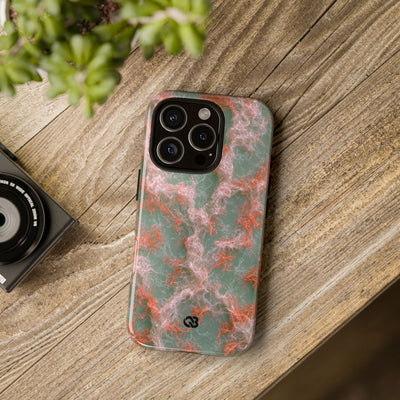 Coral Pixel Matrix · Tough Phone Case for iPhone · Green