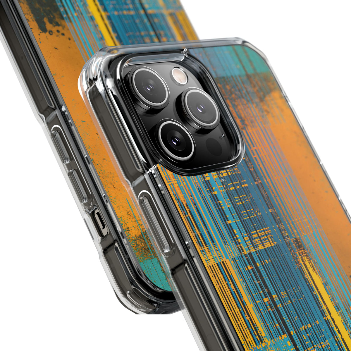 Cyber Glitch Stream · Clear Impact Magnetic Phone Case for iPhone · Teal