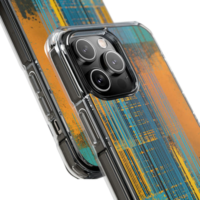 Cyber Glitch Stream · Clear Impact Magnetic Phone Case for iPhone · Teal