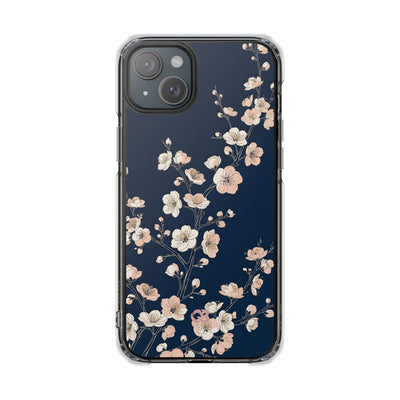 Blue Impact MagSafe Phone Case for iPhone - Midnight Peach Sakura