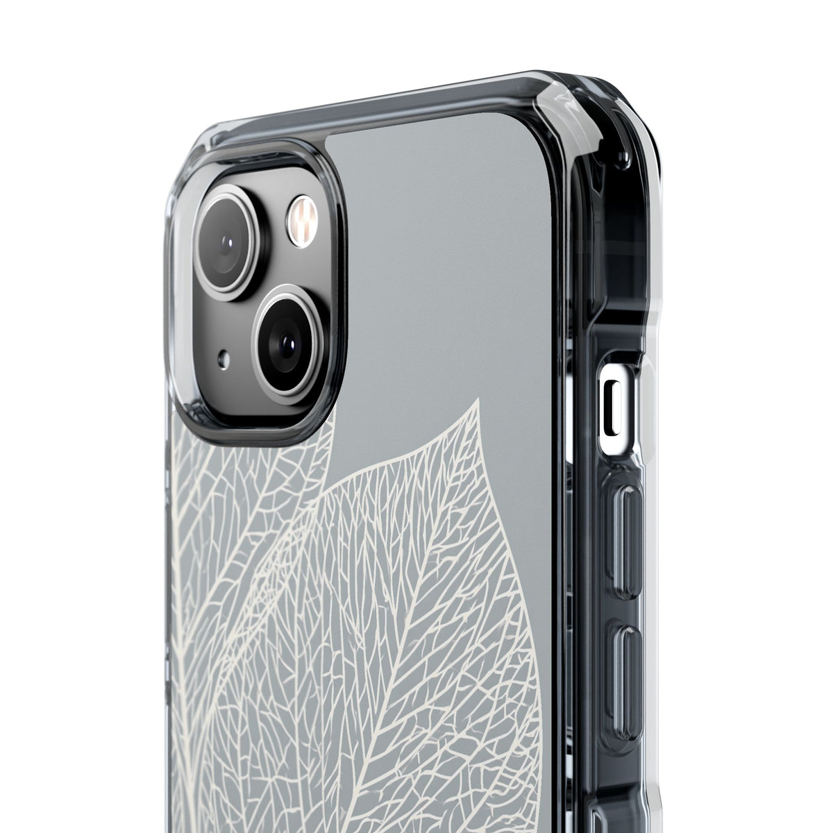 Minimal Leaf Skeleton · Clear Impact Magnetic Phone Case for iPhone ·  Grey