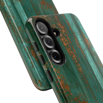 Teal Tough Phone Case for Samsung - Verdigris Copper Siding