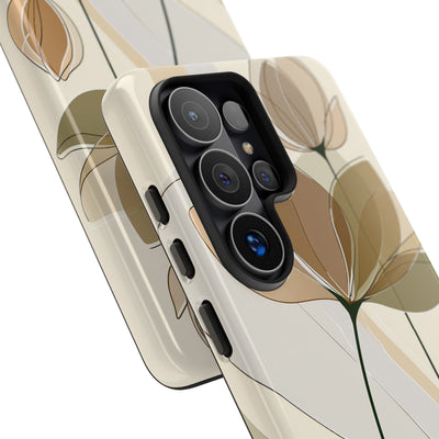 Beige Tough Phone Case for Samsung - Muted Ochre Petals