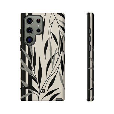 Beige Tough Phone Case for Samsung - Soot Leaf Sketch