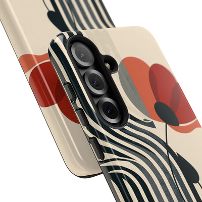 Beige Tough Phone Case for Samsung - Crimson Line Bloom
