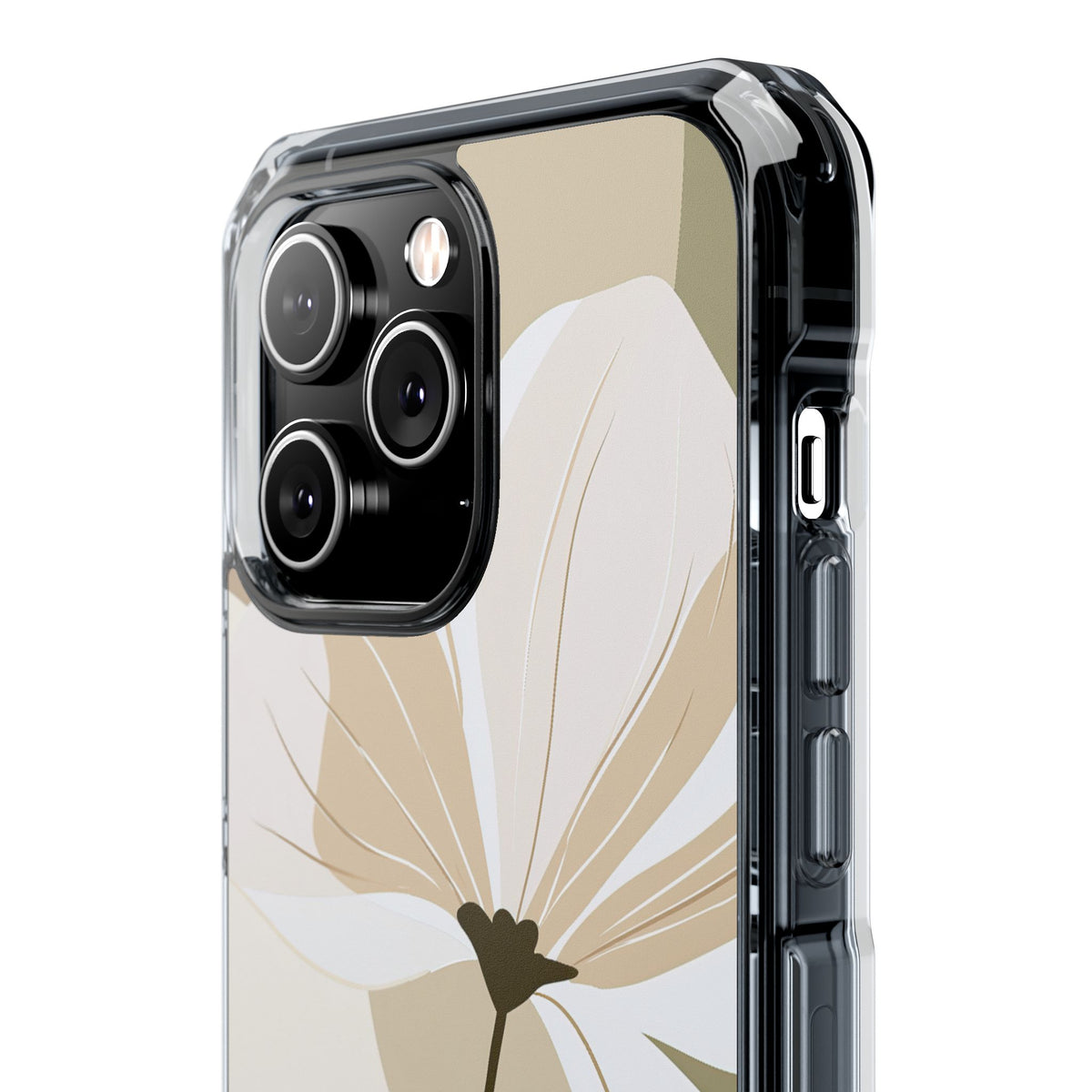 Soft Petal Bloom · Clear Impact Magnetic Phone Case for iPhone ·  Beige
