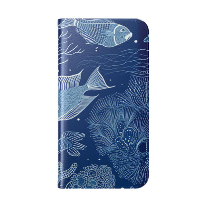 Blauwe Schaal Koraalrif - iPhone 15 Plus Case - Portemonnee