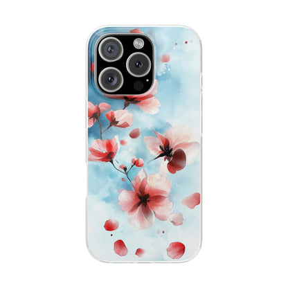 Roze Bloesem Drift iPhone 16 Pro Cover - Soft