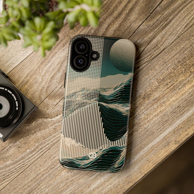 Green Tough Phone Case for iPhone - Lunar Moss Topography