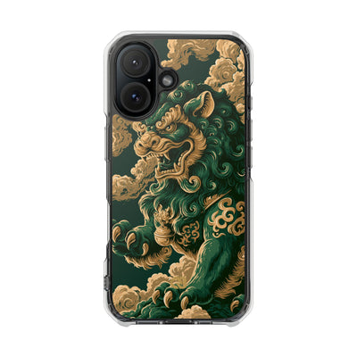 Imperial Guardian Lion · Clear Impact Magnetic Phone Case for iPhone · Green