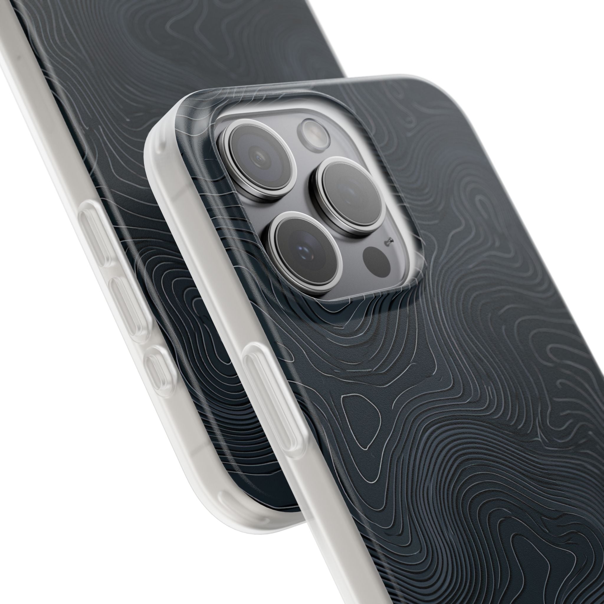 Black Lite Phone Case for iPhone - Obsidian Ridge Topo