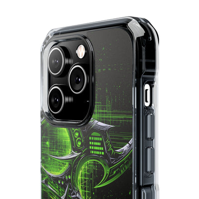 Cyber Sigil Grid · Clear Impact Magnetic Phone Case for iPhone · Green