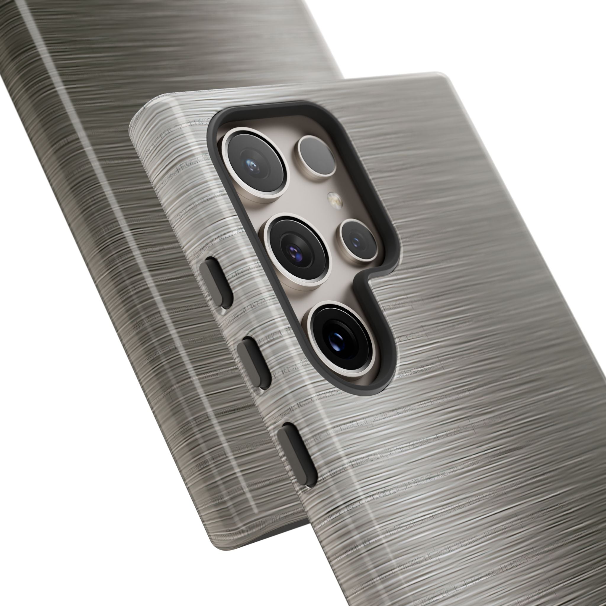 Grey Tough Phone Case for Samsung - Brushed Industrial Steel