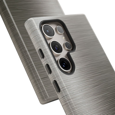 Grey Tough Phone Case for Samsung - Brushed Industrial Steel