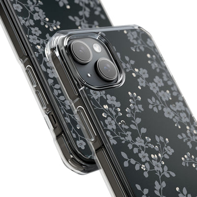 Black Impact MagSafe Phone Case for iPhone - Midnight Slate Blossom