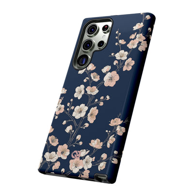 Blue Tough Phone Case for Samsung - Midnight Peach Sakura