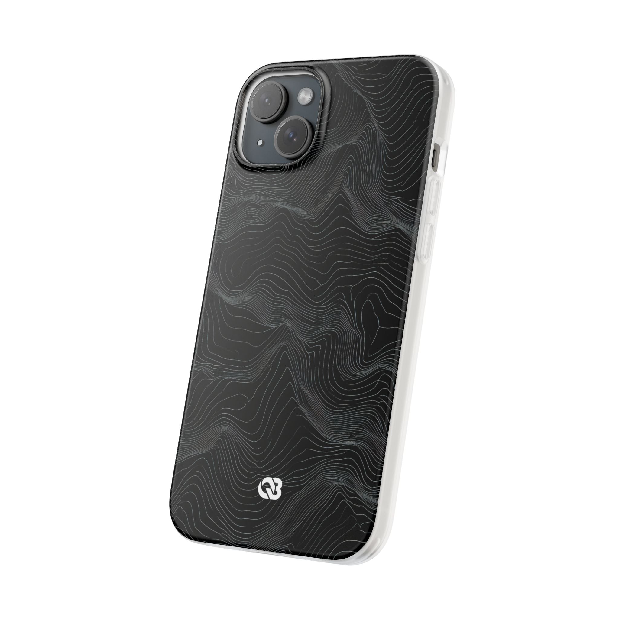 Black Lite Phone Case for iPhone - Obsidian Topo Wireframe
