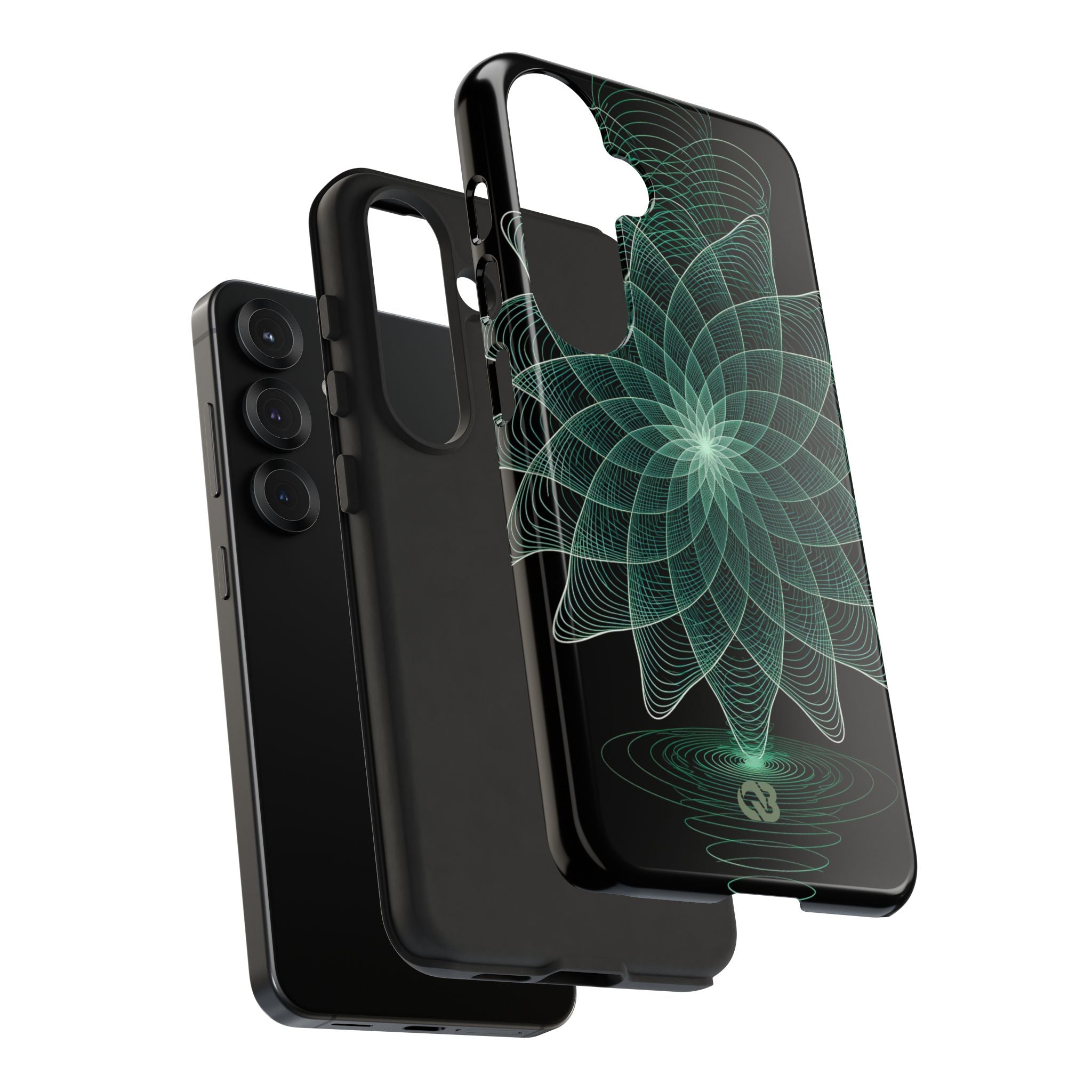 Green Tough Phone Case for Samsung - Cyan Signal Bloom