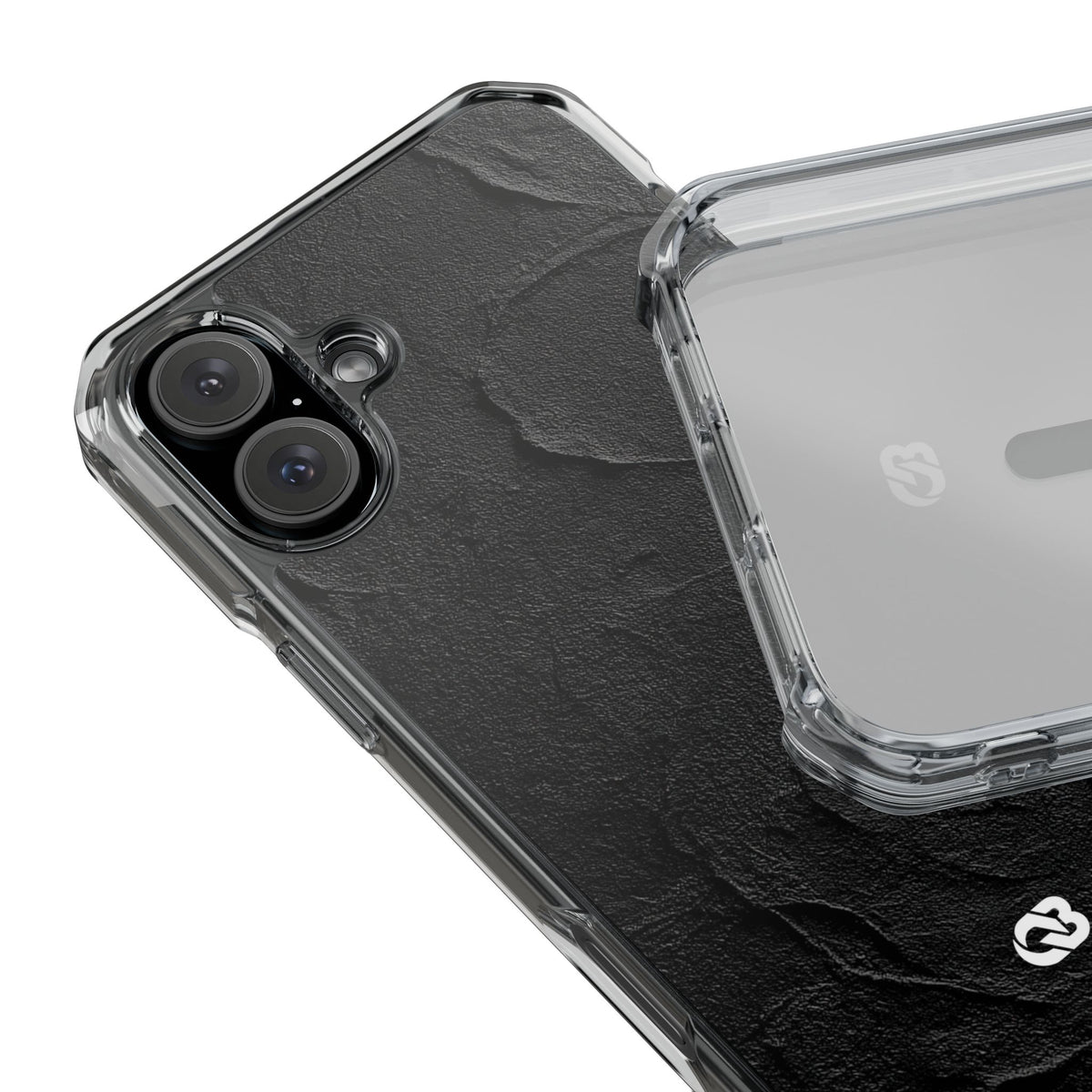 Obsidian Stucco Relief · Clear Impact Magnetic Phone Case for iPhone ·  Black
