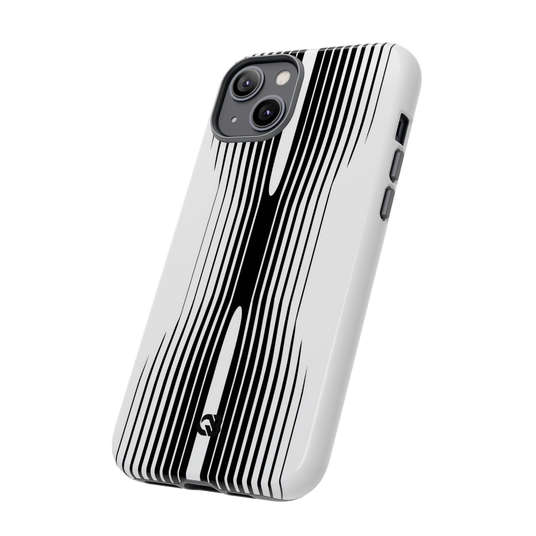 White Tough Phone Case for iPhone - Kinetic Mono Distortion