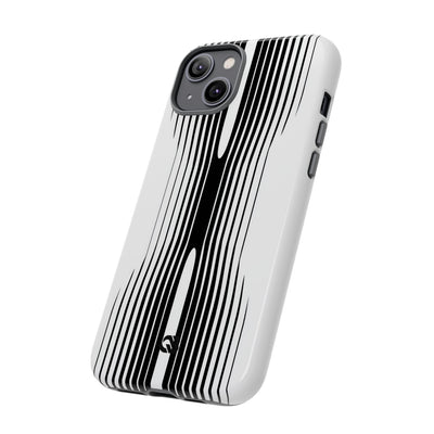 White Tough Phone Case for iPhone - Kinetic Mono Distortion
