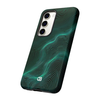 Teal Tough Phone Case for Samsung - Neon Jade Contour