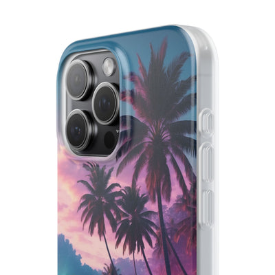 Neon Shore Palms · Soft Phone Case for iPhone