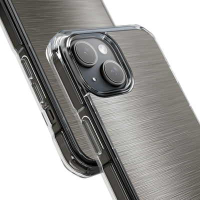 Grey Impact MagSafe Phone Case for iPhone - Brushed Industrial Steel