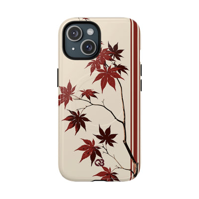 Red Tough 2.0 Magsafe Phone Case for iPhone - Crimson Momiji Stripe