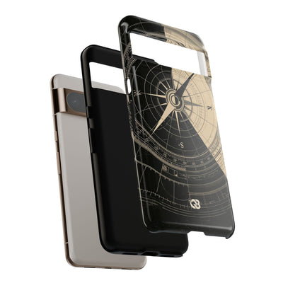 Beige Tough Phone Case for Google Pixel - Obsidian Nautical Blueprint