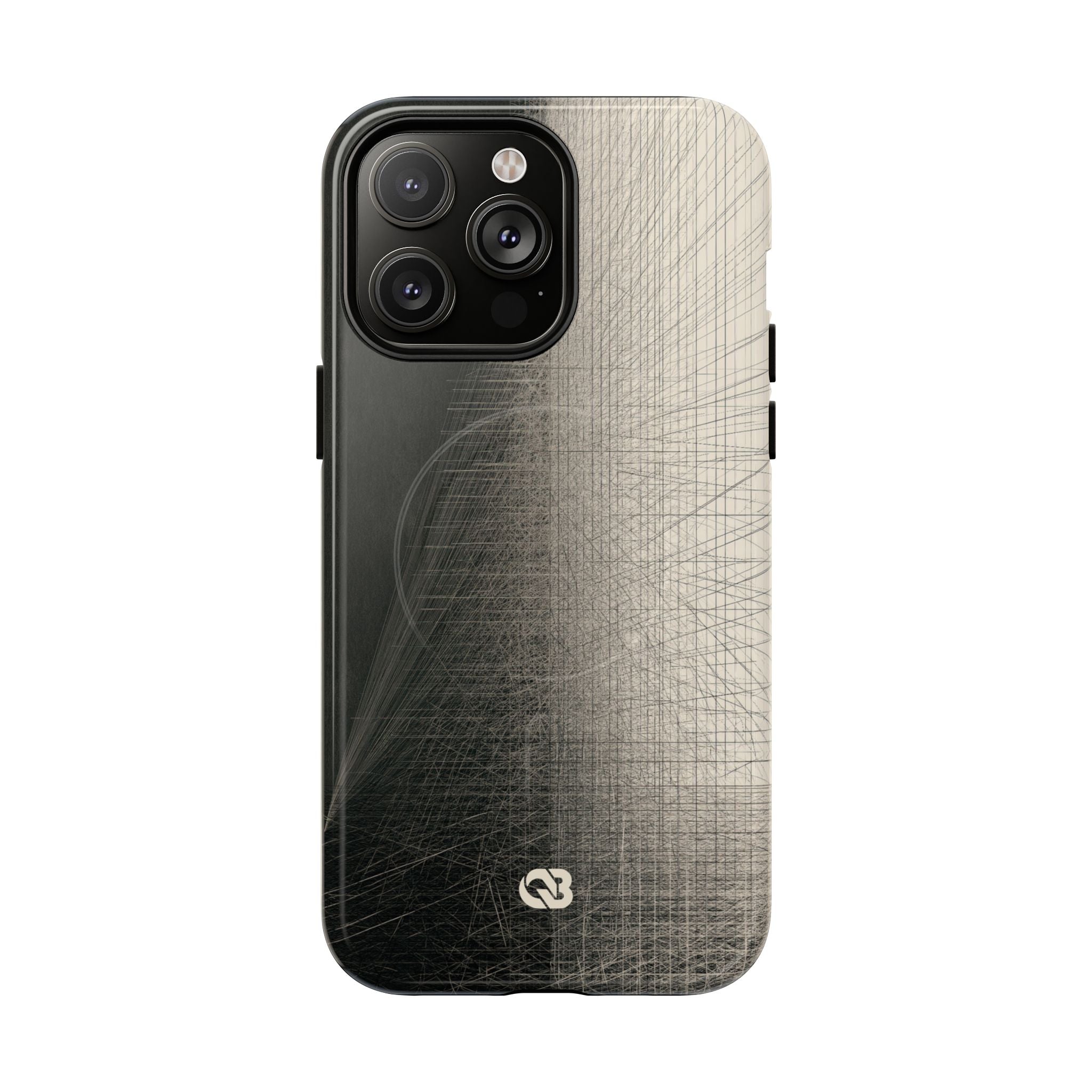 Beige Tough 2.0 Magsafe Phone Case for iPhone - Brutalist Graphite Grid