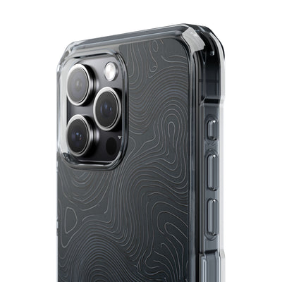 Black Impact MagSafe Phone Case for iPhone - Obsidian Ridge Topo