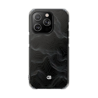 Black Impact MagSafe Phone Case for iPhone - Obsidian Topo Wireframe