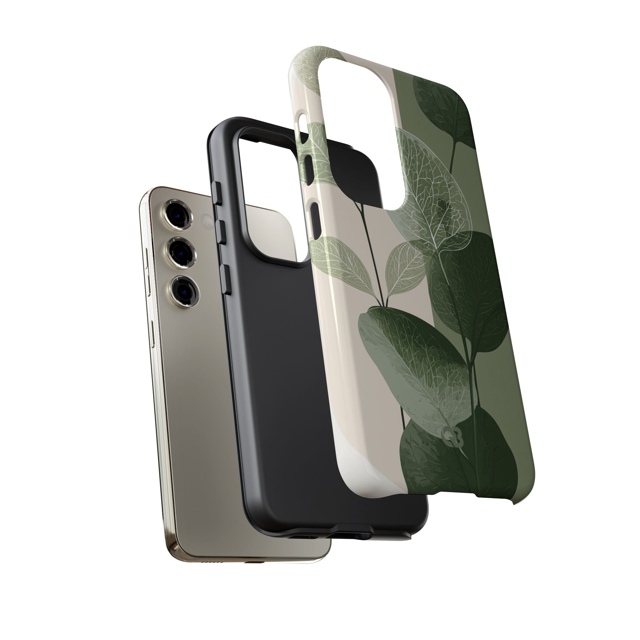 Green Tough Phone Case for Samsung - Sage Leaf Skeletals