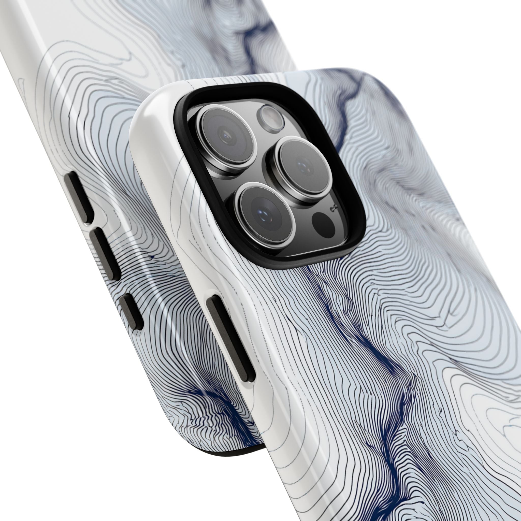 White Tough Phone Case for iPhone - Nordic Ridge Topo