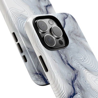 White Tough Phone Case for iPhone - Nordic Ridge Topo