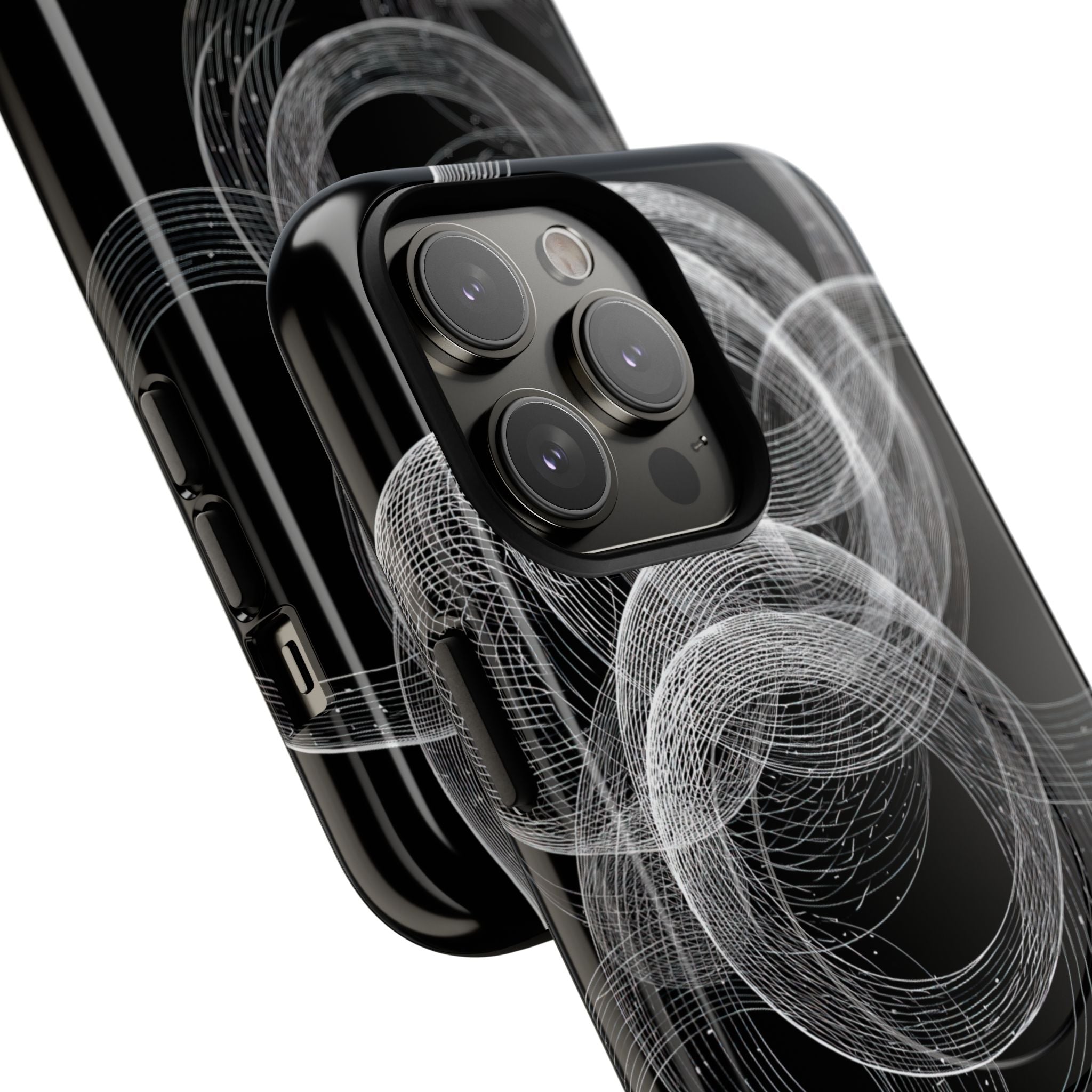 Black Tough 2.0 Magsafe Phone Case for iPhone - Kinetic Wireframe Orbit